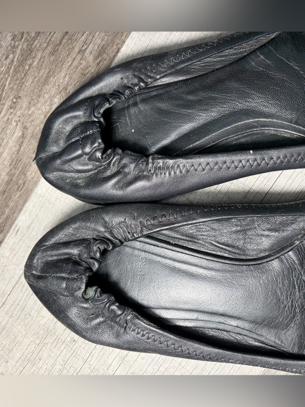 Tory Burch Black Leather Logo Ballet Flats - Picture 4 of 13